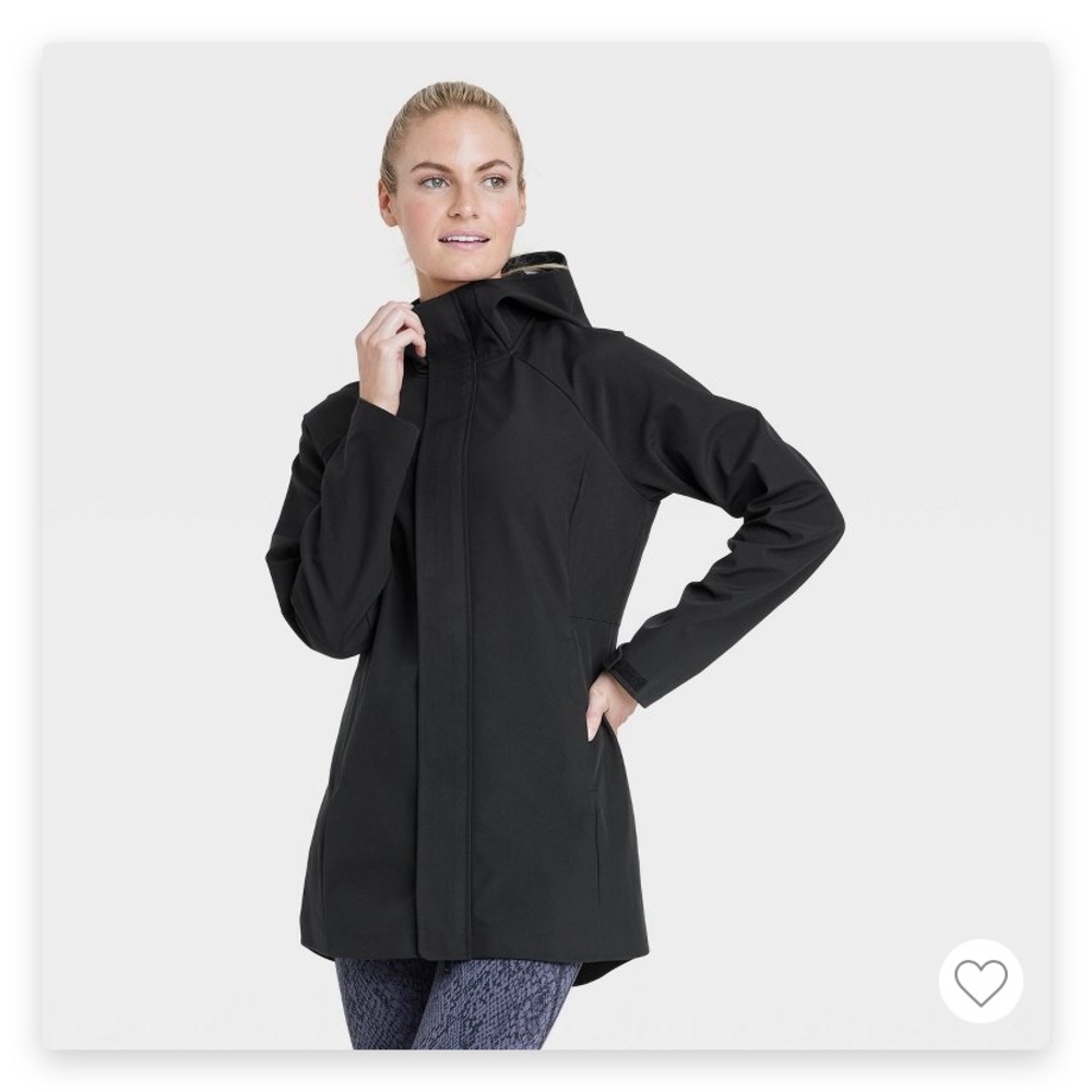 Target/ALL IN MOTION 3X black rain jacket,warm soft w/zip, Velcro and hood